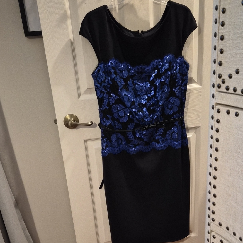 Tadashi Shoji Mini Dress with Blue Floral Sequins
